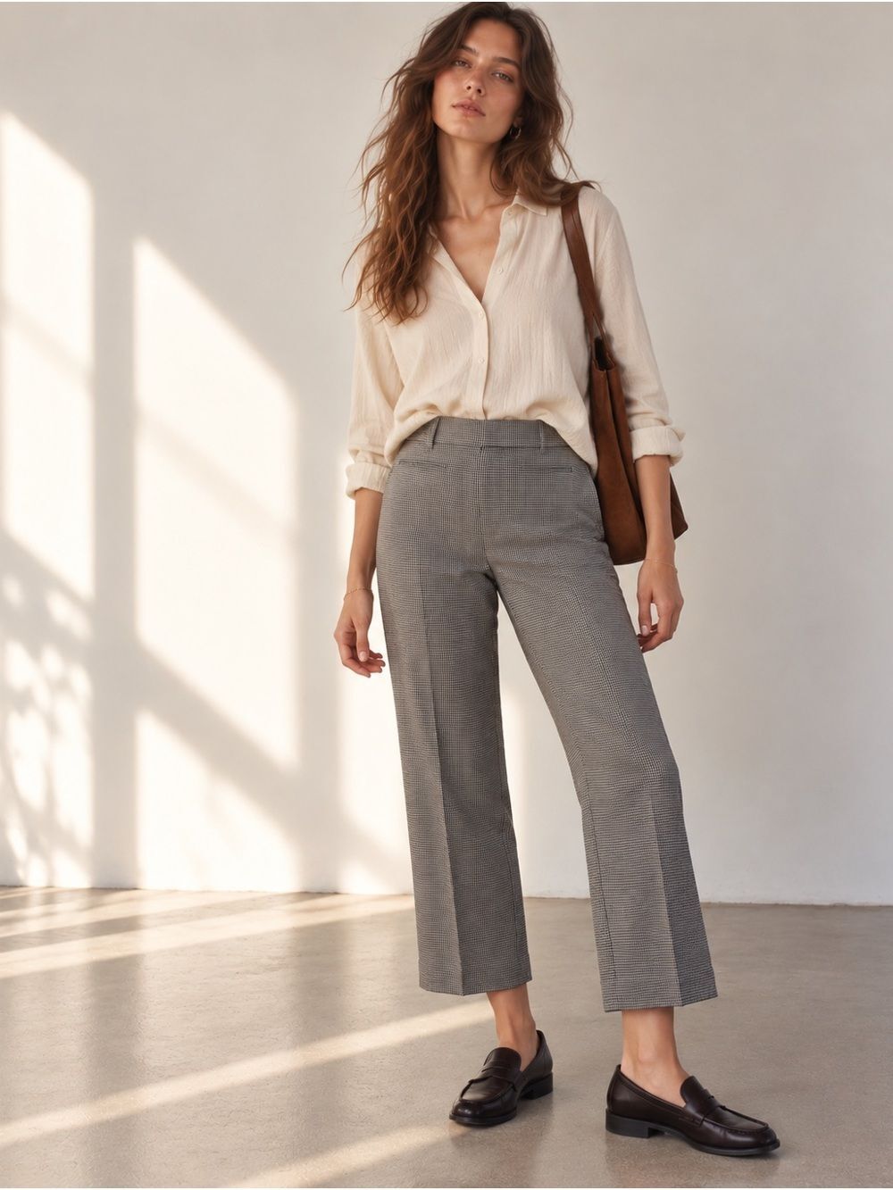 Anthropologie Maeve Black White Houndstooth Cropped Kick Flare Pants 12